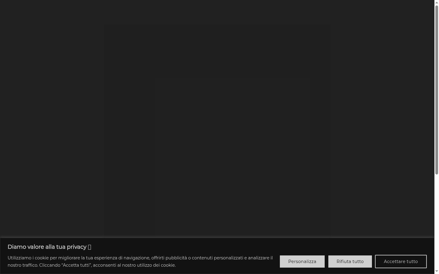 Screenshot del banner di consenso mostrato prima di qualsiasi interazione