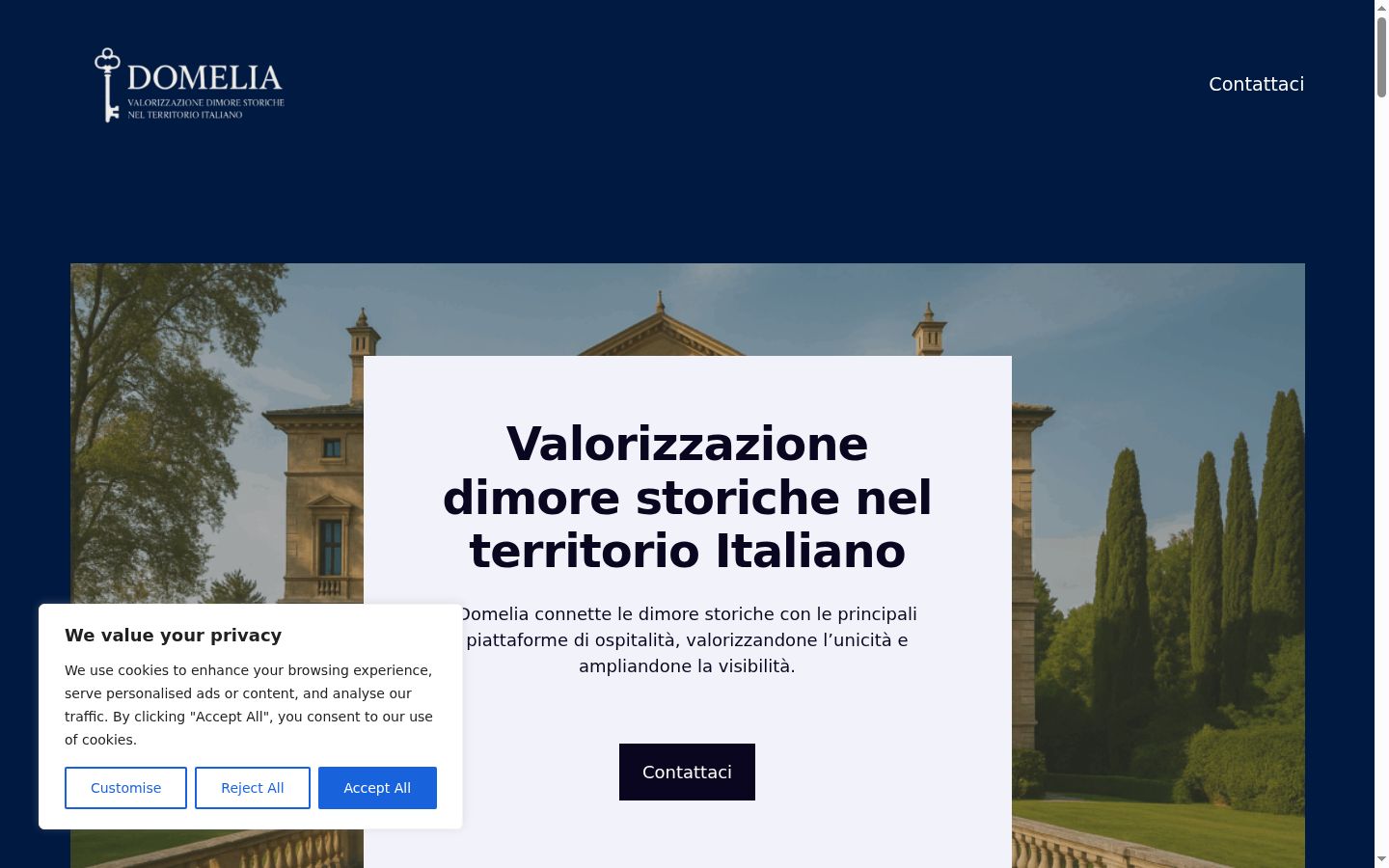 Screenshot del banner di consenso mostrato prima di qualsiasi interazione