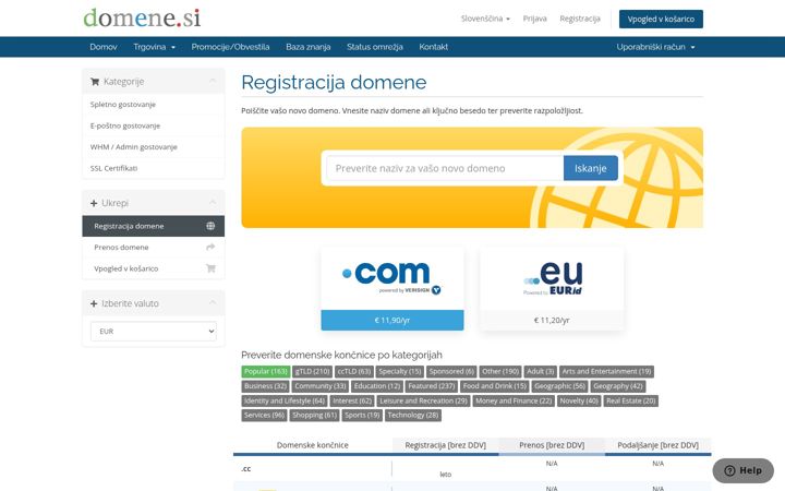 Screenshot of domene.si
