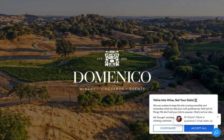 Screenshot of domenicowinery.com
