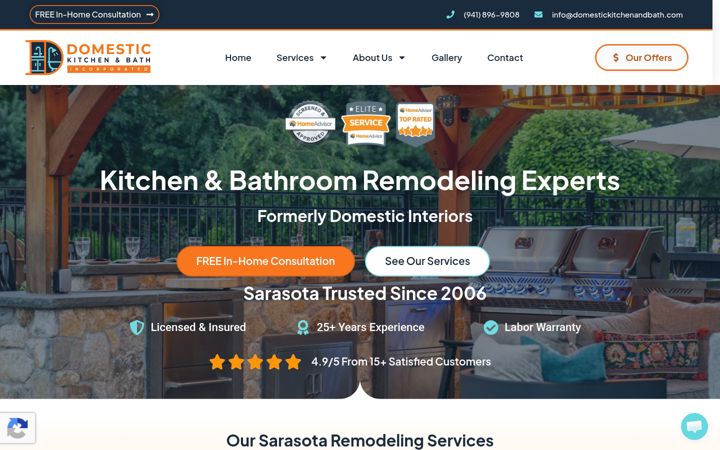 Screenshot of domestickitchenandbath.com