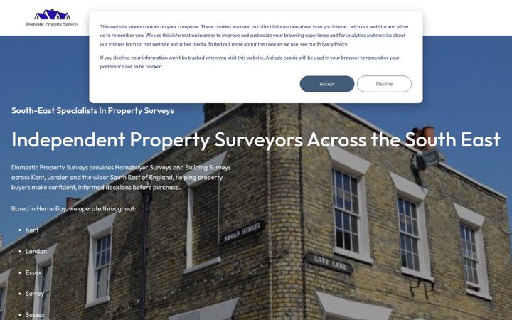 Screenshot of domesticpropertysurveys.co.uk