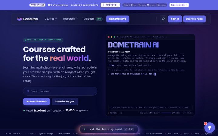 Screenshot of dometrain.com