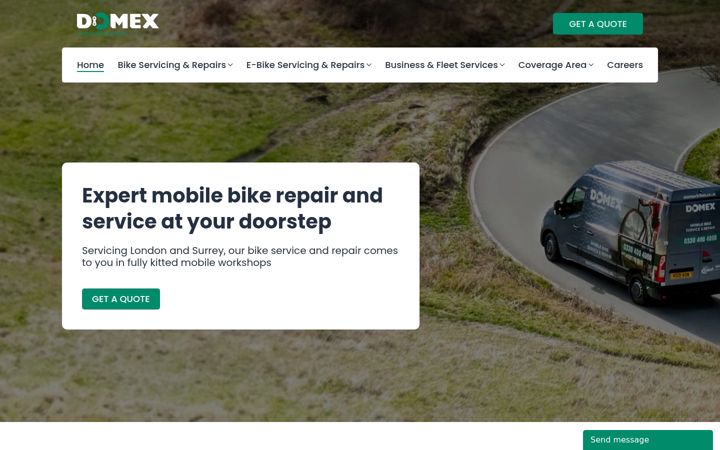 Snímek obrazovky domexbikes.co.uk