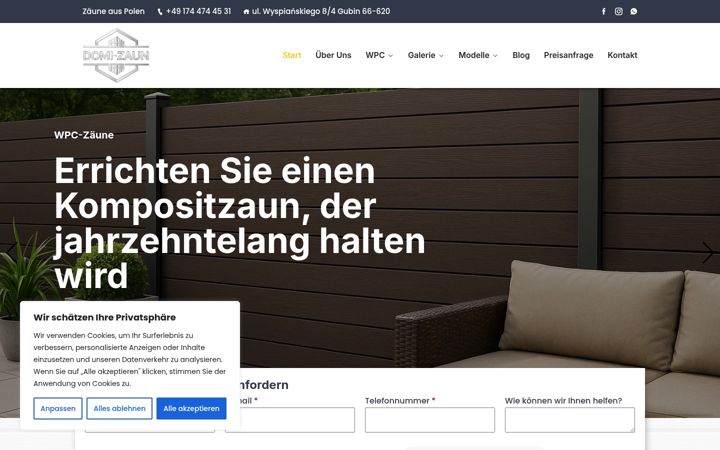 Screenshot of domi-zaun.de