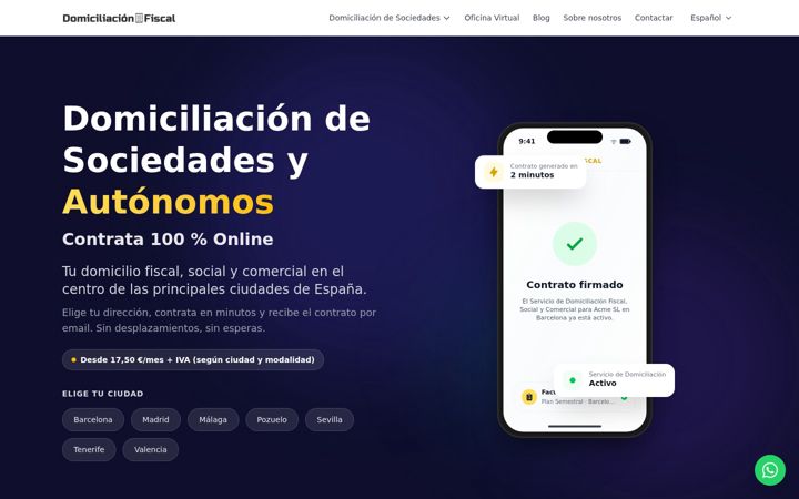 Zrzut ekranu domiciliacion-fiscal.es