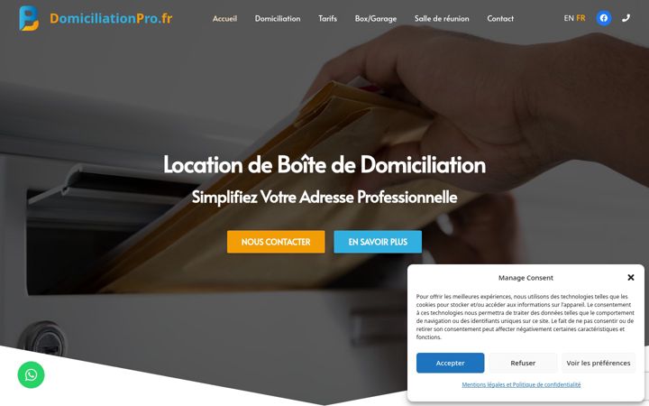 Screenshot ta' domiciliationpro.fr