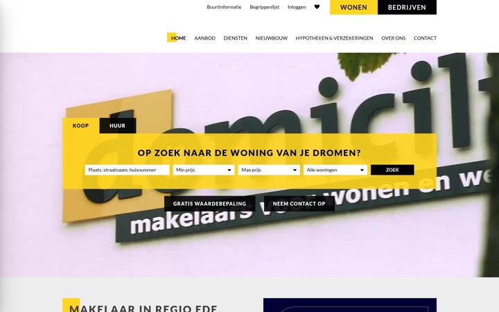 Captura de pantalla de domicilie.nl
