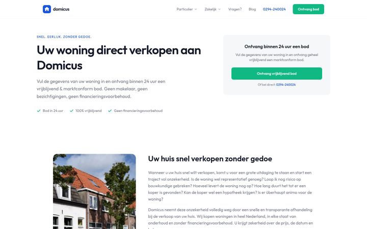 Captura de pantalla de domicus.nl