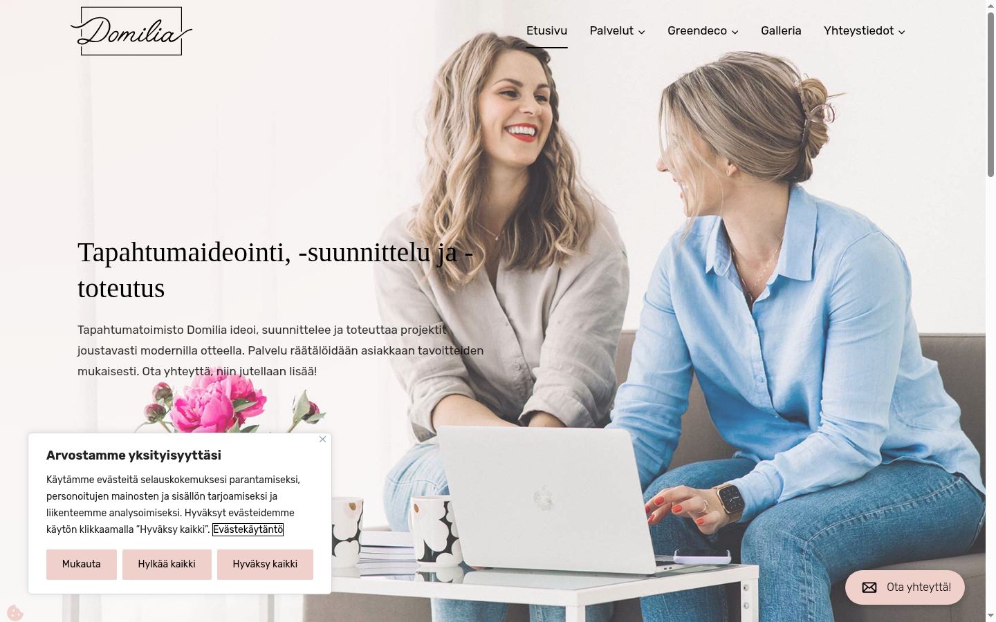 Screenshot del banner di consenso mostrato prima di qualsiasi interazione