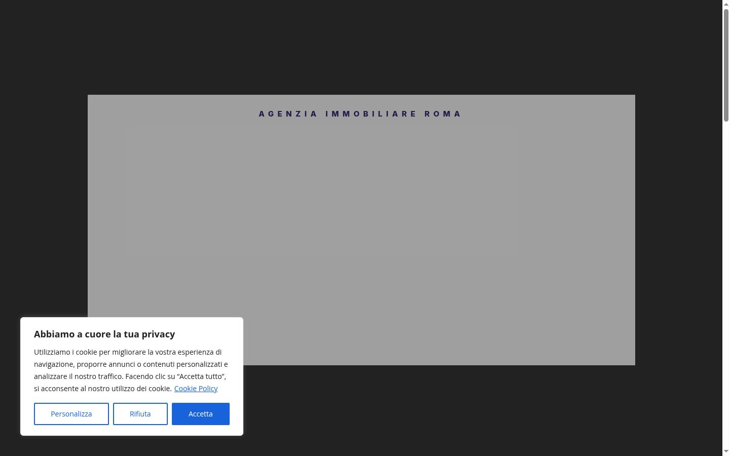 Screenshot del banner di consenso mostrato prima di qualsiasi interazione