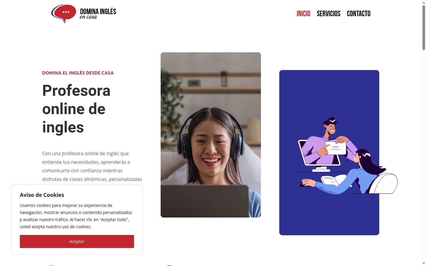 Captura de pantalla del banner de consentimiento mostrado antes de cualquier interacción