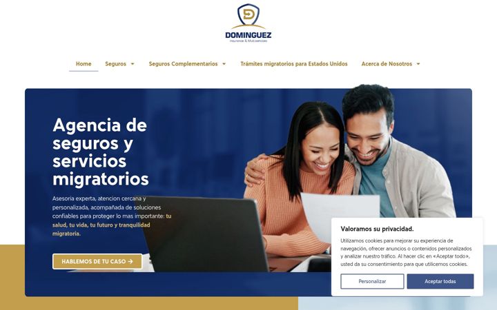 Screenshot of dominguezinsurancemulticervises.com