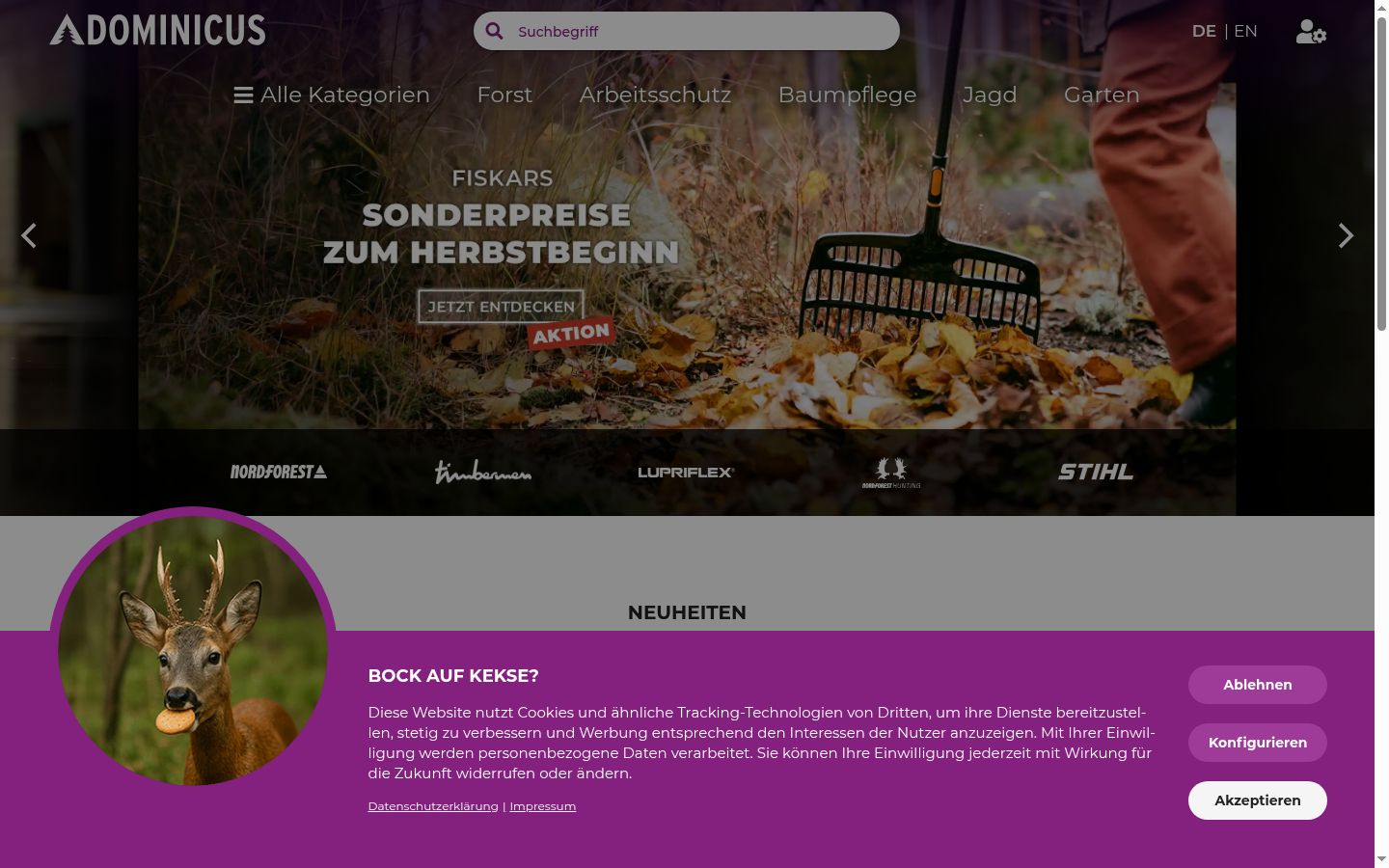 Screenshot of the consent banner shown before any interaction