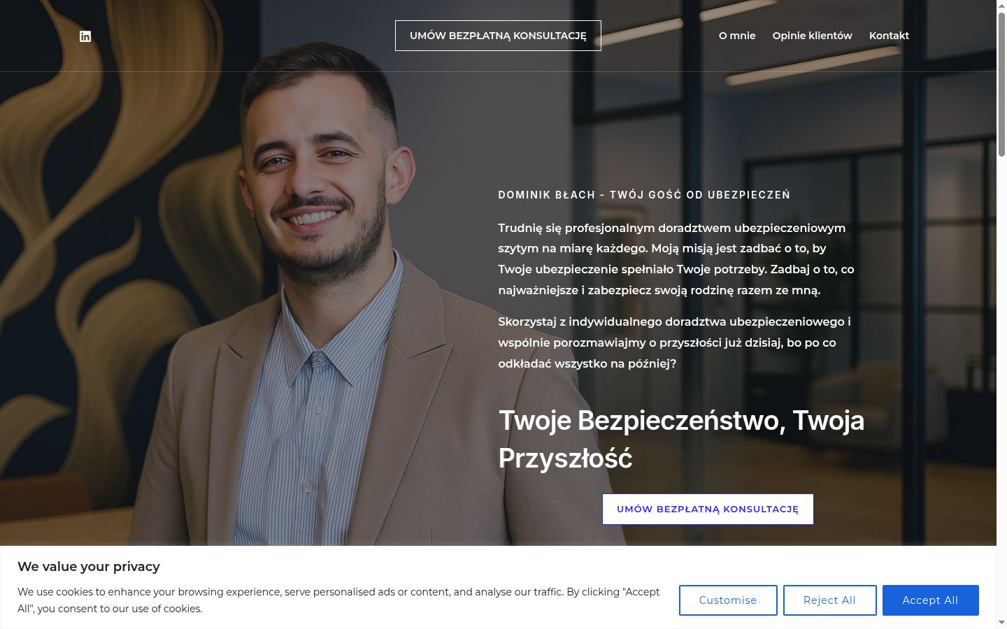 Ekrānuzņēmums ar piekrišanas baneri, kas tika rādīts pirms jebkādas mijiedarbības