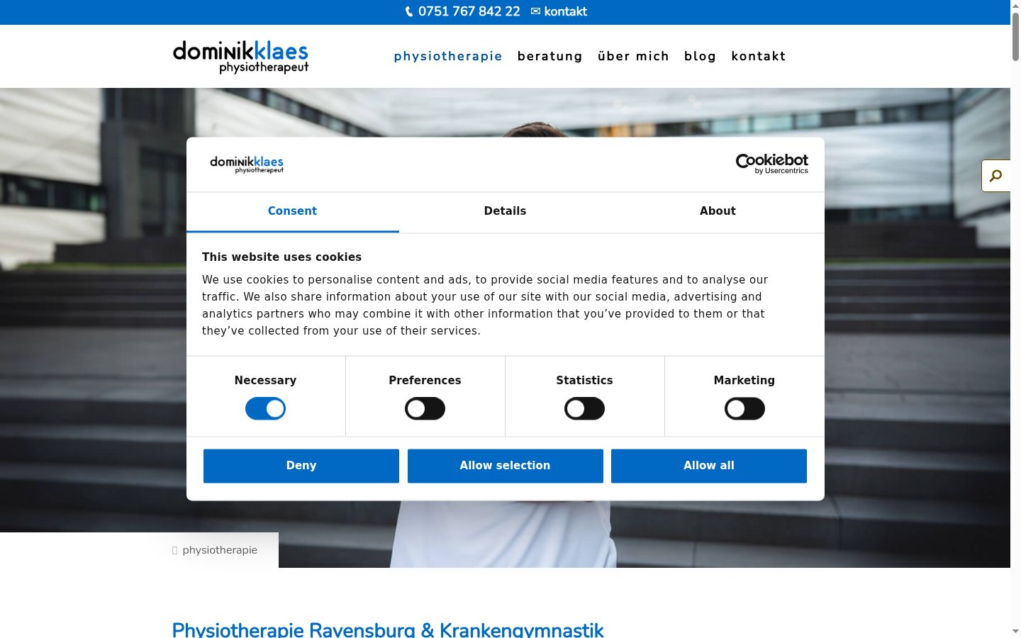 Screenshot des Einwilligungsbanners vor jeglicher Interaktion