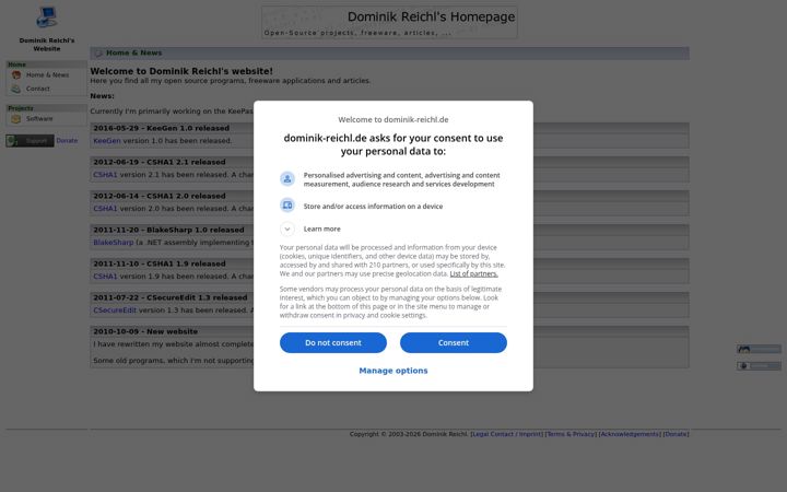 Screenshot of dominik-reichl.de