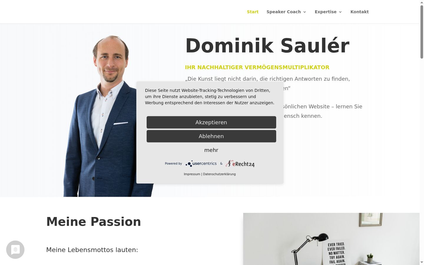 Screenshot des Einwilligungsbanners vor jeglicher Interaktion