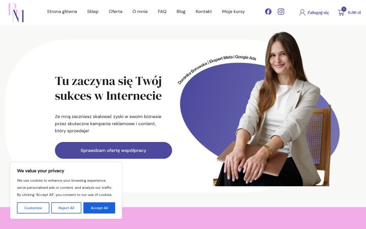 Ekrānuzņēmums no dominikagalczynska.pl