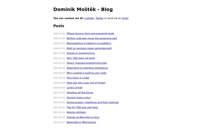 Screenshot di dominikmostek.cz