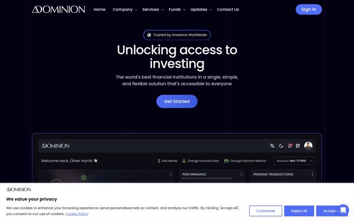 Screenshot of dominion-cs.com