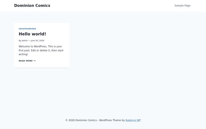 Screenshot of dominioncomicstudios.com