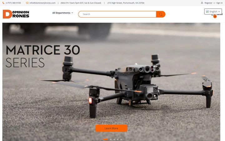 Screenshot of dominiondrones.com
