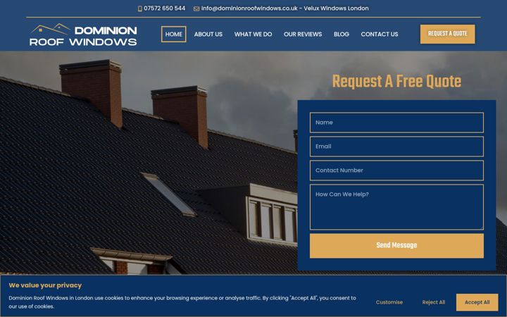 Screenshot of dominionroofwindows.co.uk