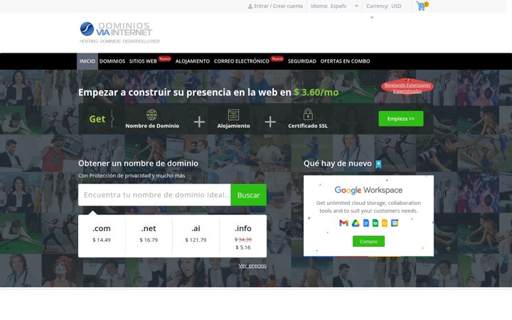 Screenshot of dominiosviainternet.com