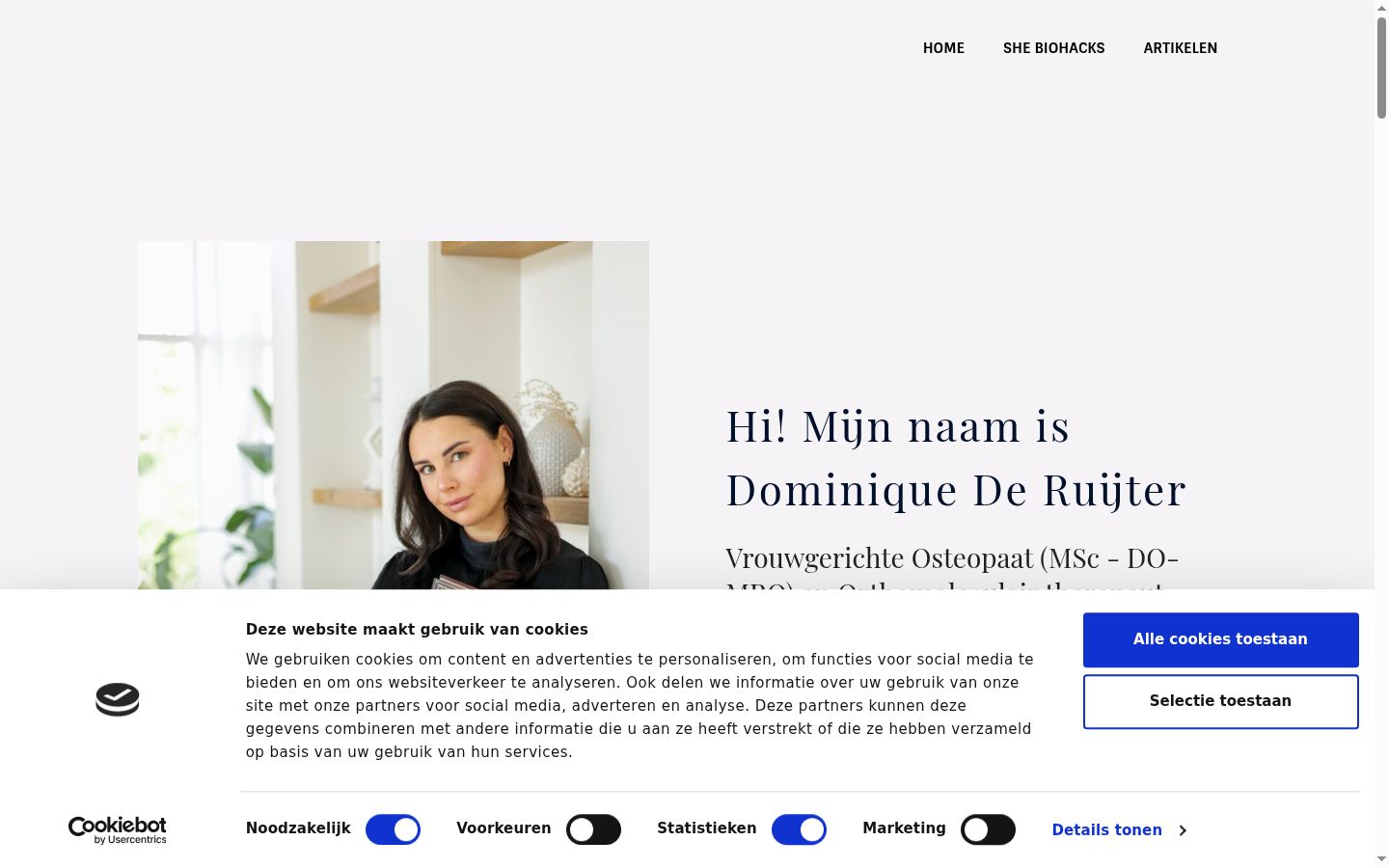 Screenshot van de toestemmingsbanner zoals getoond vóór enige interactie