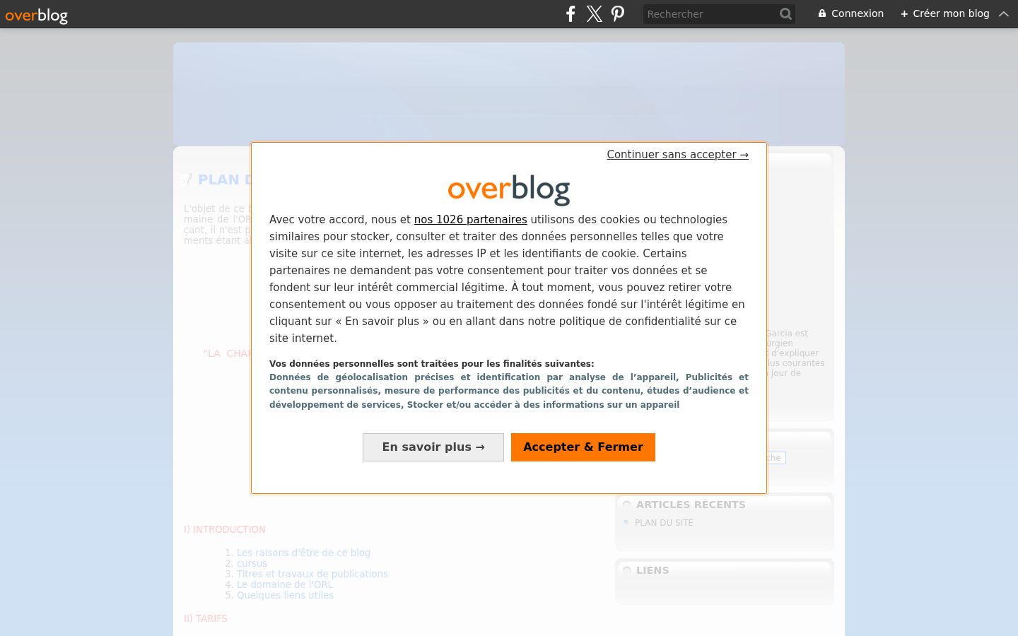 Capture d'écran de la bannière de consentement affichée avant toute interaction