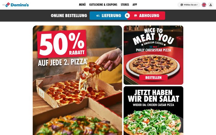 Screenshot of dominos.de