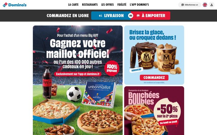 Screenshot of dominos.fr