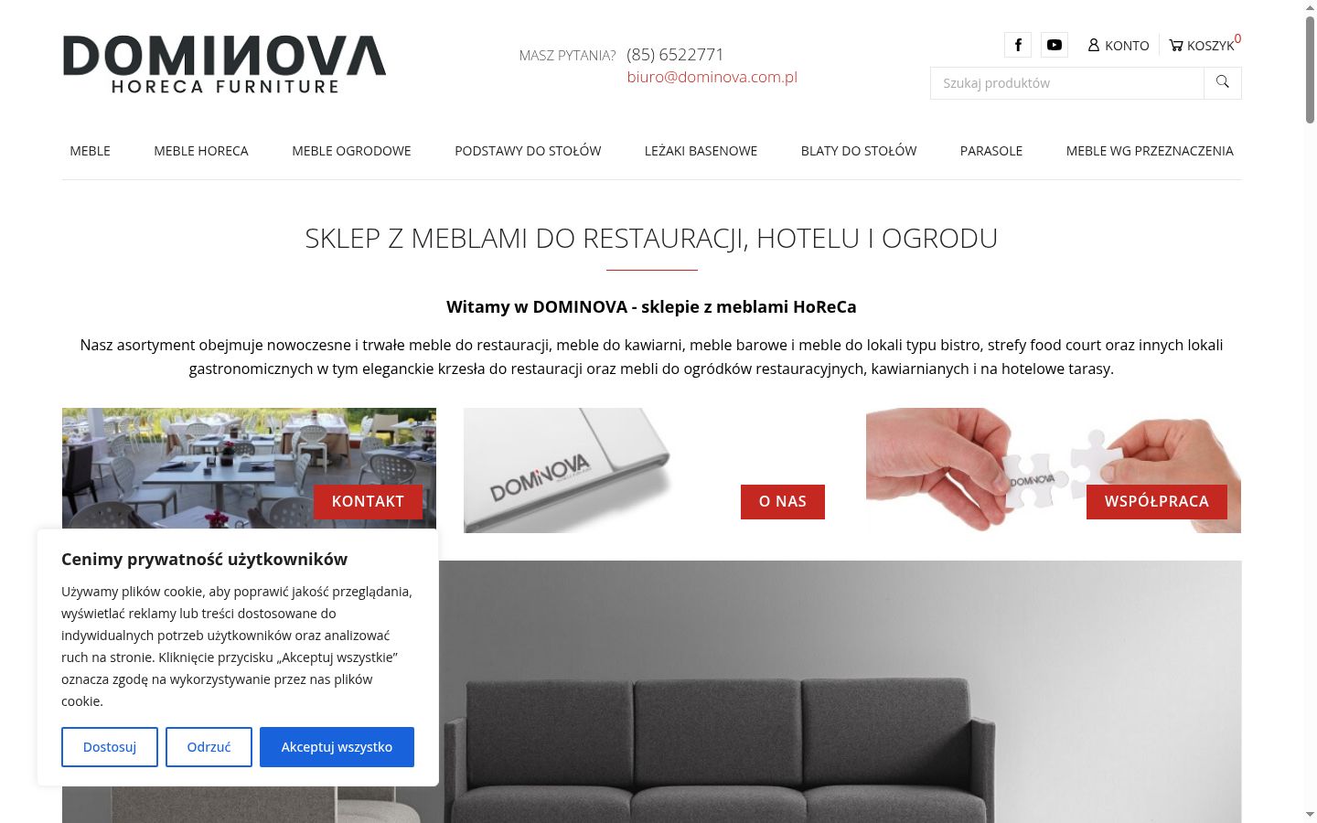 Zrzut ekranu banera zgody wyświetlanego przed jakąkolwiek interakcją