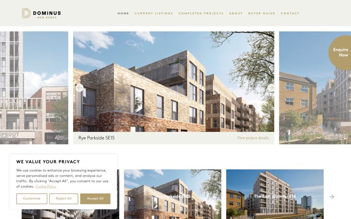 Screenshot of dominusnewhomes.co.uk