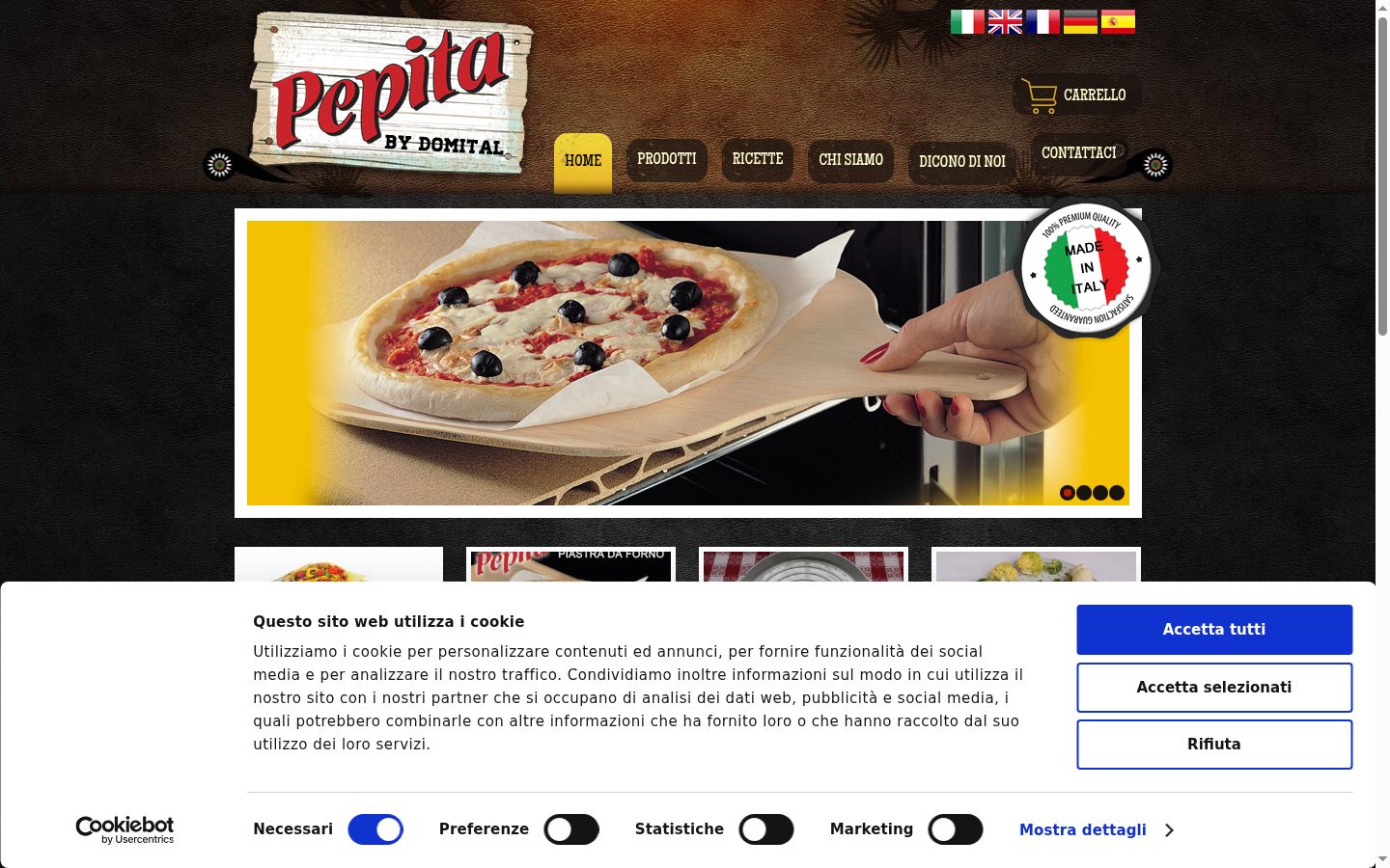 Screenshot del banner di consenso mostrato prima di qualsiasi interazione