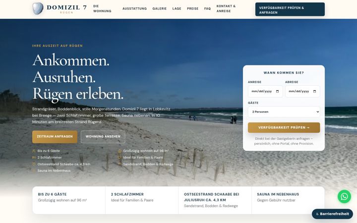 Ekraanipilt saidist domizil7-ruegen.de