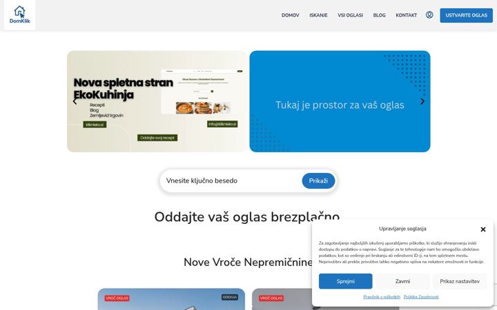 Ekrano kopija domklik.si