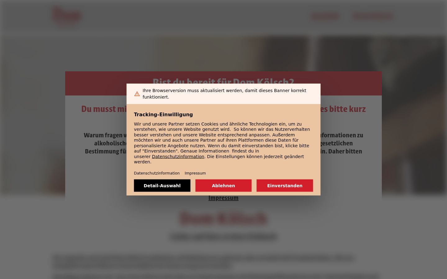 Snímek obrazovky baneru souhlasu zobrazeného před jakoukoli interakcí