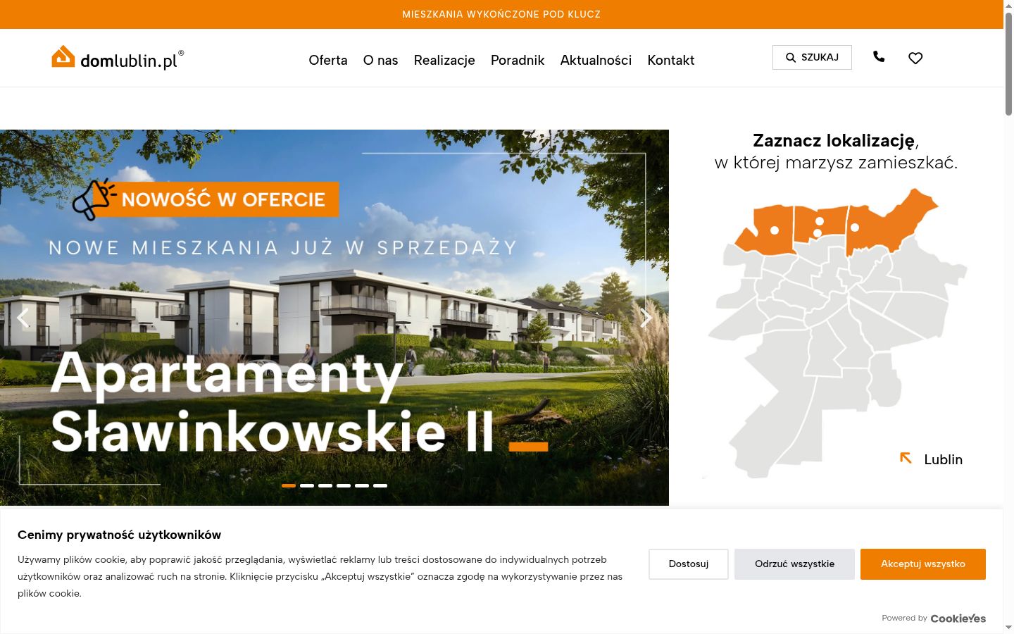 Zrzut ekranu banera zgody wyświetlanego przed jakąkolwiek interakcją