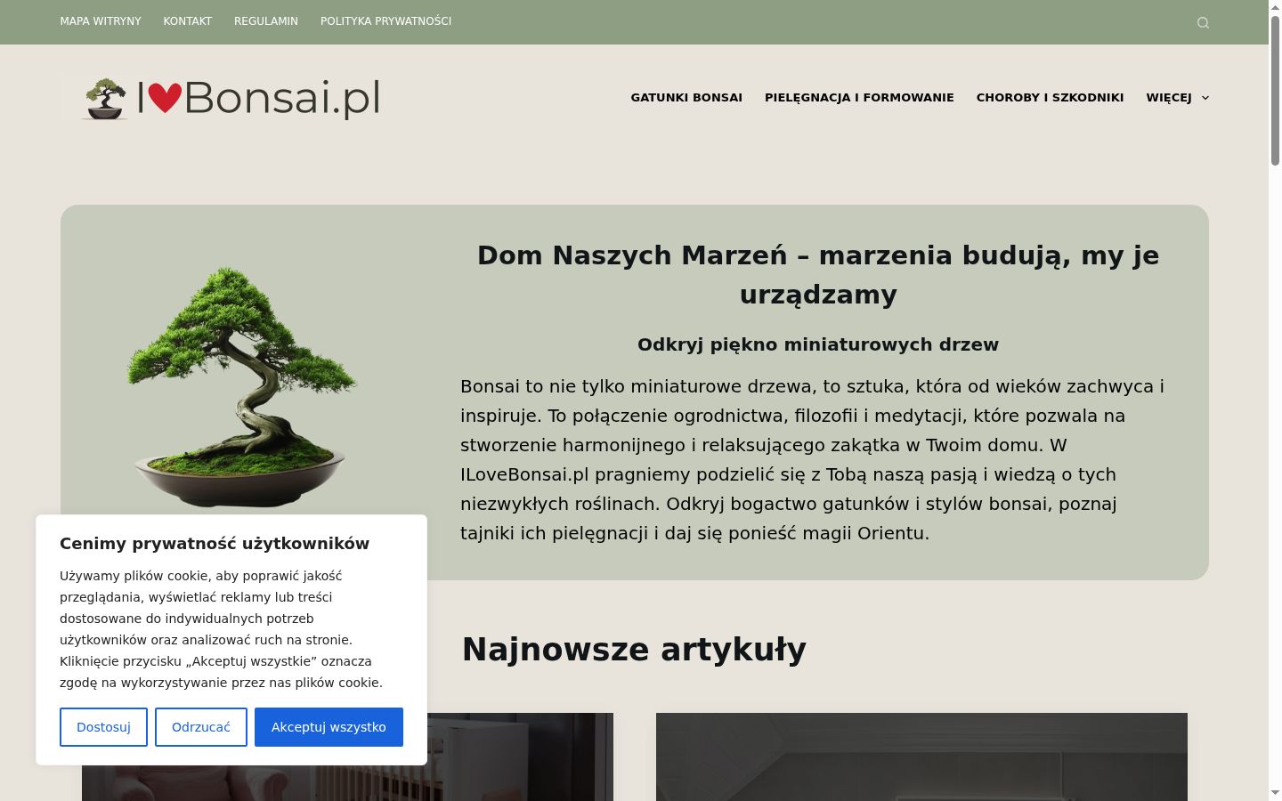 Zrzut ekranu banera zgody wyświetlanego przed jakąkolwiek interakcją