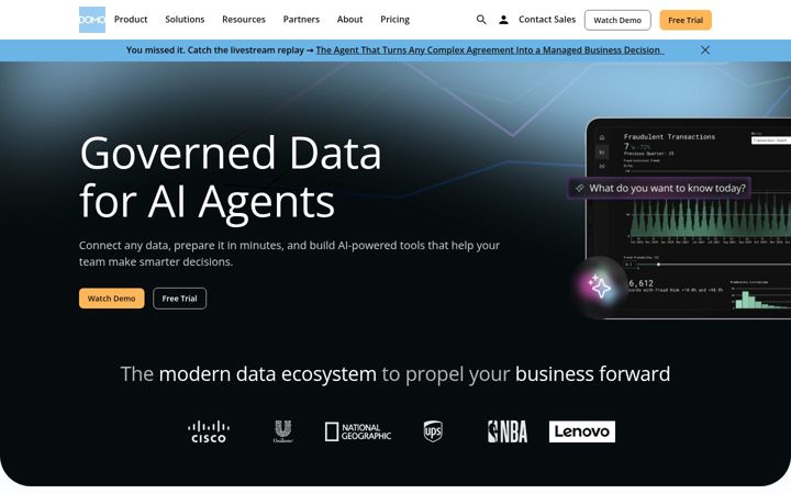 Screenshot von domo.com