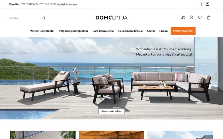 Kuvakaappaus sivustosta domolinija.lt
