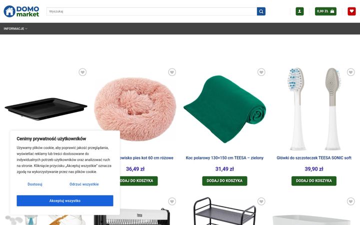 Captură de ecran a domomarket.pl