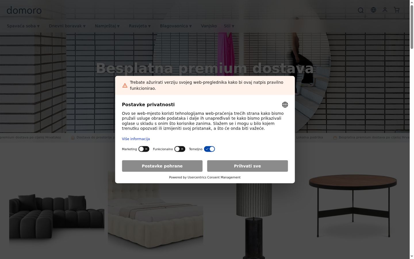 Screenshot of the consent banner shown before any interaction