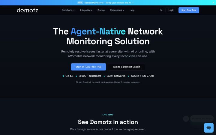 Screenshot of domotz.com