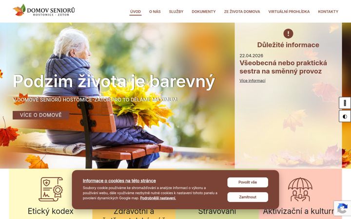 Snímek obrazovky domovhostomice.cz