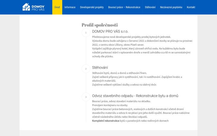 Snímek obrazovky domovprovas.cz