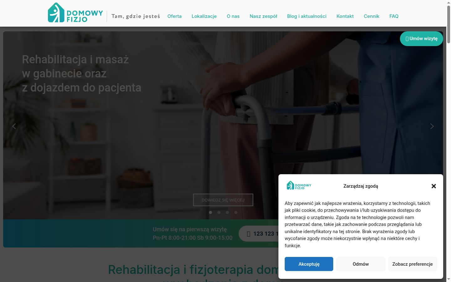 Zrzut ekranu banera zgody wyświetlanego przed jakąkolwiek interakcją