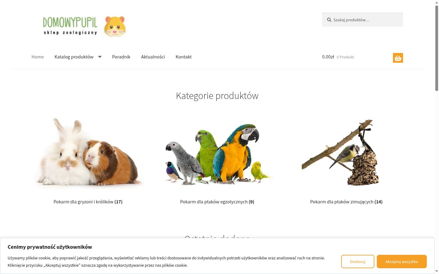 Zrzut ekranu banera zgody wyświetlanego przed jakąkolwiek interakcją
